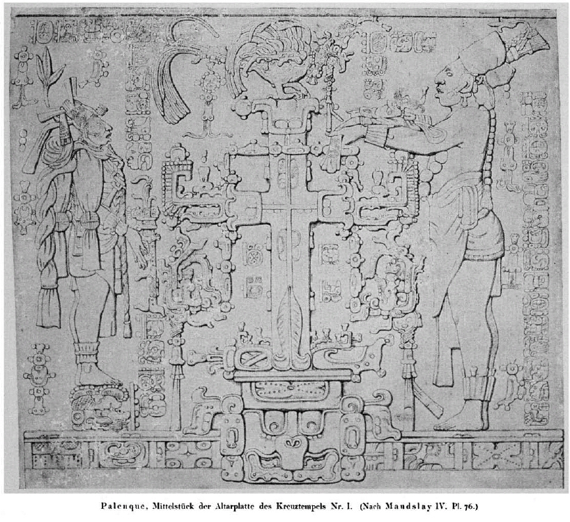 mittelstück der altarplatte des kreuztempels - tempel des kreuzes - palenque